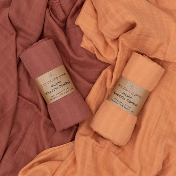 Organic Baby Muslin Swaddle Blankets for Boy or Girl - Eucalyptus Leaves and Sage Swaddling Blanket 2 Pack - Soft Muslin, XLarge and Breathable, Boho Baby, 47" X 47"