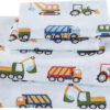 688b9ca3cee372276e518eda2f61ea27548a4ede19bf00886890b.jpg Linen Plus Sheet Set for Kids Construction Tractors Excavators Loaders Dump Trucks Compactors White Blue Red Green Yellow Grey Flat Fitted and Pillow case Twin Size New