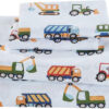 688b9ca662601d356509ec44297a57bc22158faaa4daa1358c629.jpg Linen Plus Sheet Set for Kids Construction Tractors Excavators Loaders Dump Trucks Compactors White Blue Red Green Yellow Grey Flat Fitted and Pillow case Twin Size New