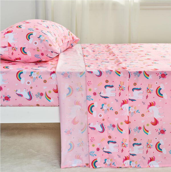 688b9cd9717709080f983e9467a1df89180851e4b8baa3fdf9488.jpg Joiedomi Kids Twin Sheet Set Unicorn - 3 Piece Soft Microfiber Bed Sheets - Deep Pocket Wrinkle Free, Cozy Toddler Bedding Set, Fade Resistant Breathable for Boys Girls Teens