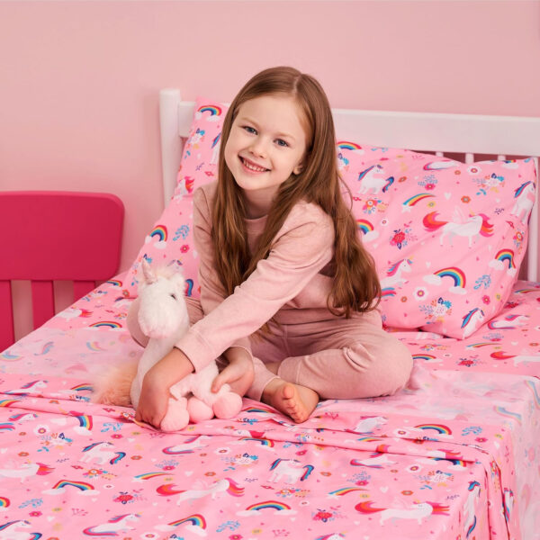 688b9ce2cb8a077b1e326027f5814193c7aacb3a085d7177d54ef.jpg Joiedomi Kids Twin Sheet Set Unicorn - 3 Piece Soft Microfiber Bed Sheets - Deep Pocket Wrinkle Free, Cozy Toddler Bedding Set, Fade Resistant Breathable for Boys Girls Teens