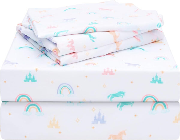 688b9d2ada71ff06f7ce60a515d6fcb6b418cddb7a902ac9b5ecb.jpg Joiedomi Kids Twin Sheet Set Unicorn - 3 Piece Soft Microfiber Bed Sheets - Deep Pocket Wrinkle Free, Cozy Toddler Bedding Set, Fade Resistant Breathable for Boys Girls Teens