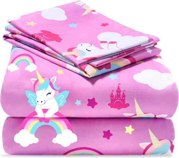 688b9d40985aab6af992d23ac1fa5a87adc2ae294473b984f5c13.jpg Joiedomi Kids Twin Sheet Set Unicorn - 3 Piece Soft Microfiber Bed Sheets - Deep Pocket Wrinkle Free, Cozy Toddler Bedding Set, Fade Resistant Breathable for Boys Girls Teens