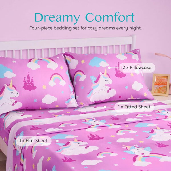 688b9d4611b781536326a926195c53ced17607a2d991f062ee4ea.jpg Joiedomi Kids Twin Sheet Set Unicorn - 3 Piece Soft Microfiber Bed Sheets - Deep Pocket Wrinkle Free, Cozy Toddler Bedding Set, Fade Resistant Breathable for Boys Girls Teens