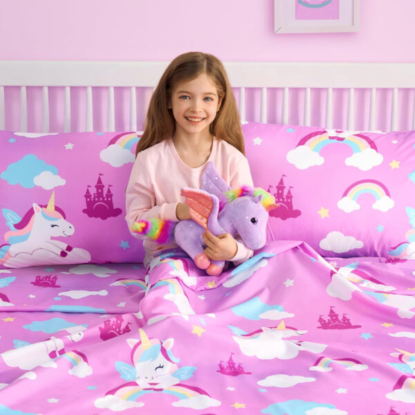 688b9d4b0615a8f1b4769a9df4ac3e63502ae1002857c7814d9f5.jpg Joiedomi Kids Twin Sheet Set Unicorn - 3 Piece Soft Microfiber Bed Sheets - Deep Pocket Wrinkle Free, Cozy Toddler Bedding Set, Fade Resistant Breathable for Boys Girls Teens