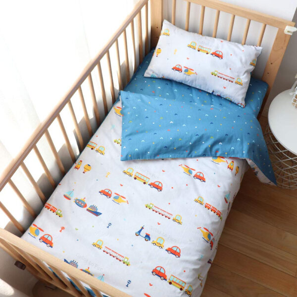 688b9d80b368404397e6652b083ebcb2556f26c2fadd8d189dc42.jpg 100% Cotton Crib Bedding Set for Baby Boys Girls,3 Pcs Baby Bed Linen Include Duvet Cover,Fitted Sheet,Pillowcase,Nursery Decoration,No Filler(Pink)