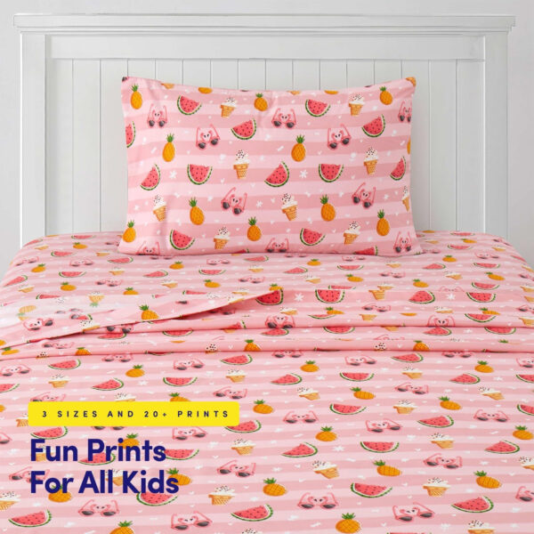 1500 Supreme Kids Bed Sheet Collection - Twin Sheets Bed Sheets Kids Bedding Sets for Girls Boys Toddlers with Fitted, Flat, and Pillowcase, Twin, Summer Fun Pink