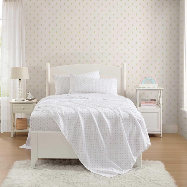 Laura Ashley - Kids Sheet Set, Ultra-Soft & Breathable Toddler Bedding with Matching Pillowcases, Wrinkle-Resistant, Ideal Boy Room Essentials (Wood Violet Green, Twin)