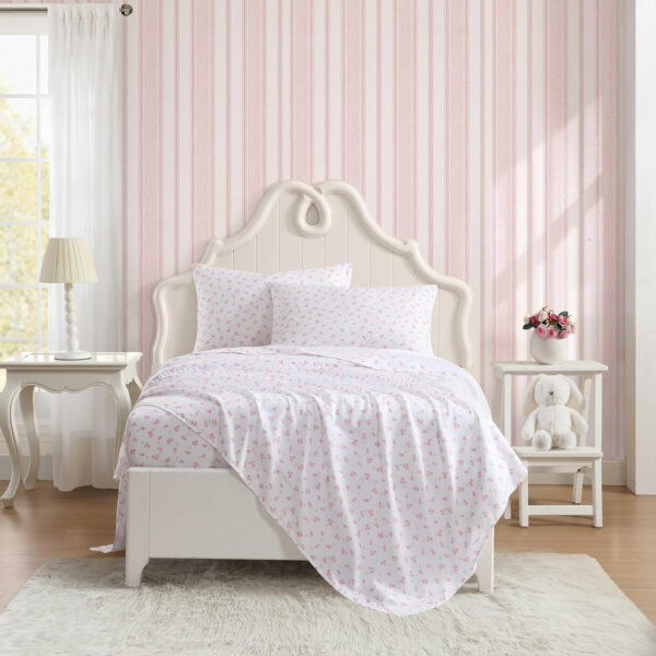 Laura Ashley - Kids Sheet Set, Ultra-Soft & Breathable Toddler Bedding with Matching Pillowcases, Wrinkle-Resistant, Ideal Boy Room Essentials (Wood Violet Green, Twin)