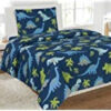 Linen Plus Sheet Set for Boys/Teens Dinosaur Jurassic Dark Blue Green Grey Light Blue Flat Sheet Fitted Sheet and Pillow Cases Full Size New