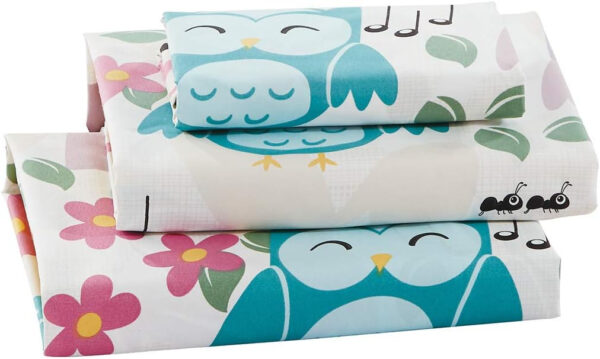 Sheet Set For Girls/Teens Multi-Color Owls Aqua Pink Purple Singing Owl Hearts Flower Leaves New  Owl (Full)
