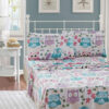 Sheet Set For Girls/Teens Multi-Color Owls Aqua Pink Purple Singing Owl Hearts Flower Leaves New  Owl (Full)