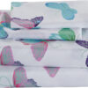 688b9f8d0050df8cfab11c46e4aca98b4431dd33e105e4b461443.jpg Linen Plus Sheet Set for Girls/Teens/Adults Butterflies Purple White Green Turquoise Pink Butterfly Flat Sheet Fitted Sheet and Pillow case Twin Size New