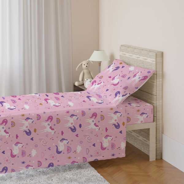 Bed Sheets for Kids Girls, Soft Microfiber Twin Sheets Set 3 Piece Deep Pocket Bed Sheet Set, Breathable Sheet Sets Twin Size Bed Pink Unicorn Printed