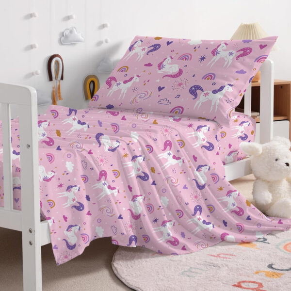 Bed Sheets for Kids Girls, Soft Microfiber Twin Sheets Set 3 Piece Deep Pocket Bed Sheet Set, Breathable Sheet Sets Twin Size Bed Pink Unicorn Printed