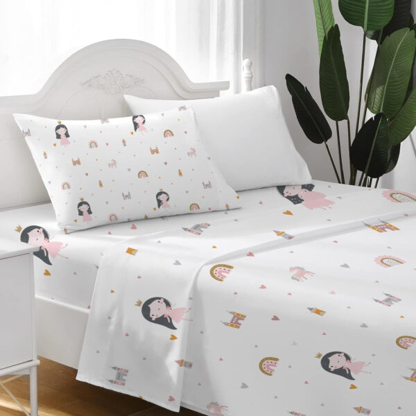 Bed Sheets for Kids Girls, Soft Microfiber Twin Sheets Set 3 Piece Deep Pocket Bed Sheet Set, Breathable Sheet Sets Twin Size Bed Pink Unicorn Printed