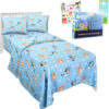 Bluey Twin Bedding Set - Bundle With Bed Sheets, Flat Sheet, Fitted Sheet, Pillowcase, and Stickers | For Boys and Girls