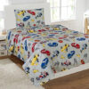 Linen Plus Sheet Set for Boys/Teens Race Cars Flags Champion Grey Yellow Red Blue Black White Flat Sheet Fitted Sheet and Pillow Cases Full Size New