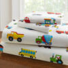 Linen Plus Sheet Set for Boys/Teens Trucks Cars Tractors Police Care Airplane Balloons White Yellow Red Green Blue Flat Sheet and Fitted Sheet and Pillow Case Twin New