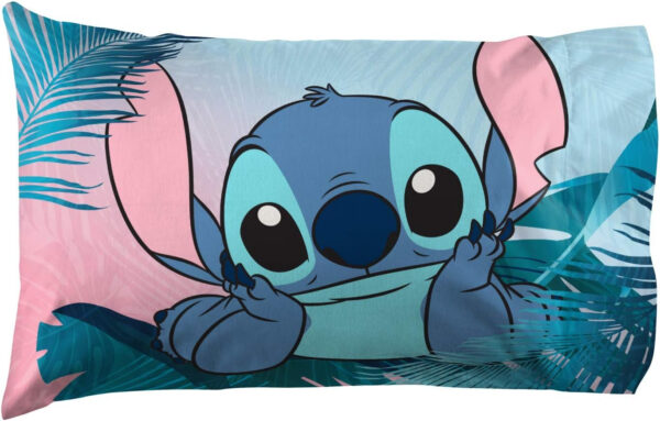 Jay Franco Disney Lilo & Stitch Floral Fun Queen Sheet Set - 4 Piece Set Super Soft and Cozy Kid’s Bedding - Fade Resistant Microfiber Sheets (Official Disney Product)