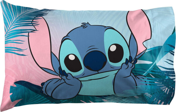 Jay Franco Disney Lilo & Stitch Floral Fun Queen Sheet Set - 4 Piece Set Super Soft and Cozy Kid’s Bedding - Fade Resistant Microfiber Sheets (Official Disney Product)