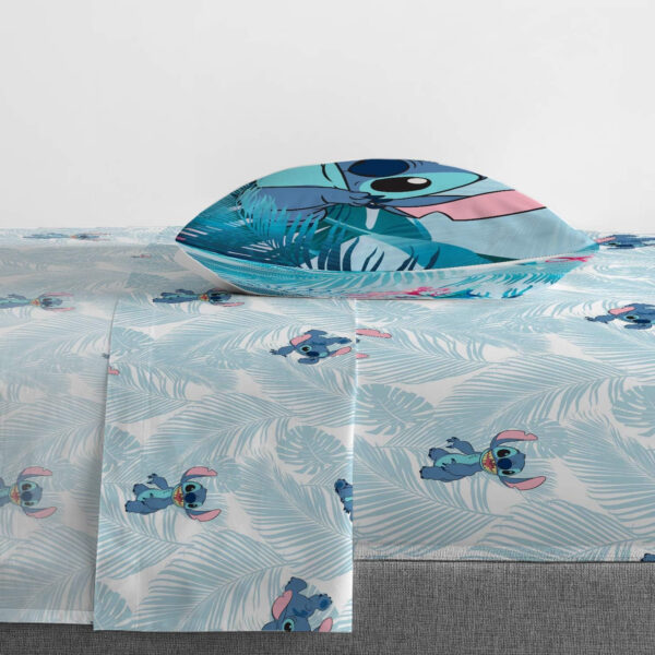 Jay Franco Disney Lilo & Stitch Floral Fun Queen Sheet Set - 4 Piece Set Super Soft and Cozy Kid’s Bedding - Fade Resistant Microfiber Sheets (Official Disney Product)