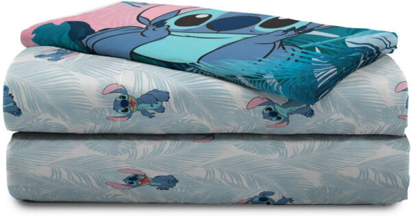 Jay Franco Disney Lilo & Stitch Floral Fun Queen Sheet Set - 4 Piece Set Super Soft and Cozy Kid’s Bedding - Fade Resistant Microfiber Sheets (Official Disney Product)