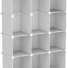 VIPZONE Baby Closet,Dresser, Kids Closet Organizers, Portable Kids Wardrobe for Closet, Bedroom, Nursery, Cubby, Cabinet, Clothes, Dress, Baby Storage Shelf, Armoire Clothes Hanging (12 Cube, White)