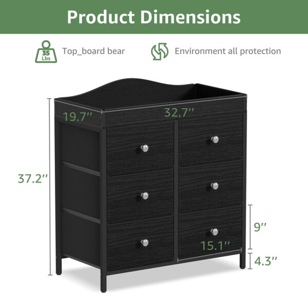 688bbe81ad2d0799728d3f8782a33a6afa8a764ce43875467cec2.jpg BOLUO Changing Table Dresser with 6 Fabric Drawers, Baby Dresser with Changing Table Top Diaper Changing Station with Storage for Nursery Modern