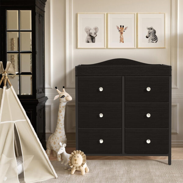 688bbe8964371b3ca9a8d76884dee6b6bf61b007b2435dac629b0.jpg BOLUO Changing Table Dresser with 6 Fabric Drawers, Baby Dresser with Changing Table Top Diaper Changing Station with Storage for Nursery Modern