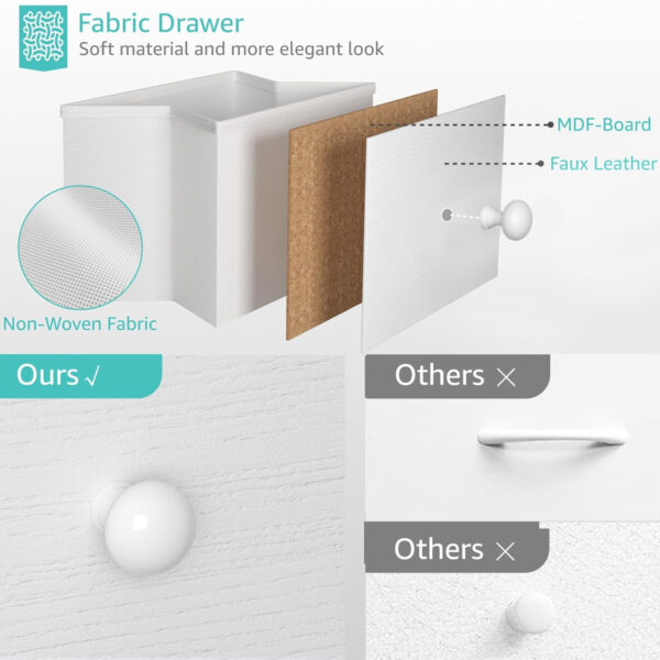 BOLUO Changing Table Dresser with 4 Fabric Drawers and Open Shelf, Baby Dresser with Changing Table Top Diaper Changing Station with Storage for Nursery Modern (White)