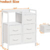 Furnulem 5 Drawer White Dressers for Bedroom 2 Tier Shelf Storage Small Fabric Dresser for Closet Sturdy Metal Frame Modern Style Storage Cabinets Organization Units for Hallway Rooms
