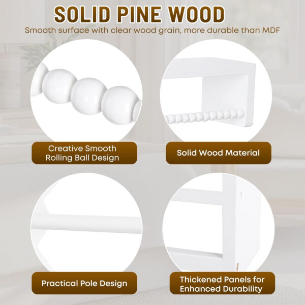 Nursery Floating Book Shelves, Wall Mounted Shelf with Towel Bar for Kids Room, Nursery Wall Shelves Set of 3 - Rustic Bookshelf Organizer for Baby Books & Toys,Natural Wood