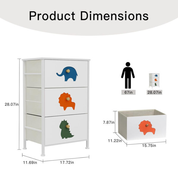 FRAPOW Kids Dresser for Bedroom, Baby Dresser with 6 Fabric Drawers Tall Storage Organizer for Toddler Child with Wood Top Metal Frame for Living Room, Nursery, Closet, Apartment