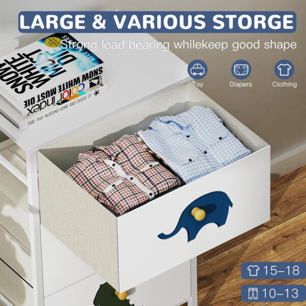 FRAPOW Kids Dresser for Bedroom, Baby Dresser with 6 Fabric Drawers Tall Storage Organizer for Toddler Child with Wood Top Metal Frame for Living Room, Nursery, Closet, Apartment