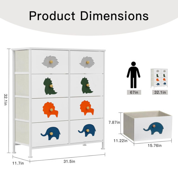 FRAPOW Kids Dresser for Bedroom, Baby Dresser with 6 Fabric Drawers Tall Storage Organizer for Toddler Child with Wood Top Metal Frame for Living Room, Nursery, Closet, Apartment
