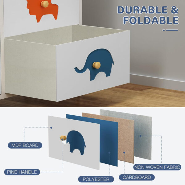 FRAPOW Kids Dresser for Bedroom, Baby Dresser with 6 Fabric Drawers Tall Storage Organizer for Toddler Child with Wood Top Metal Frame for Living Room, Nursery, Closet, Apartment