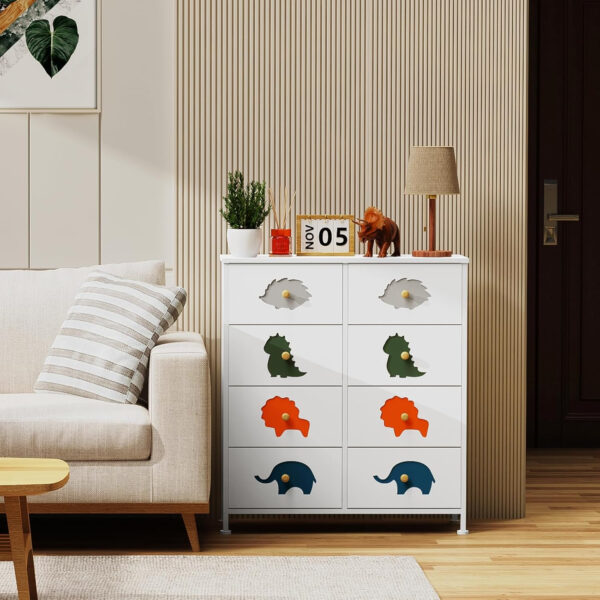 FRAPOW Kids Dresser for Bedroom, Baby Dresser with 6 Fabric Drawers Tall Storage Organizer for Toddler Child with Wood Top Metal Frame for Living Room, Nursery, Closet, Apartment