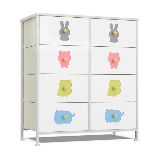 FRAPOW Kids Dresser for Bedroom, Baby Dresser with 6 Fabric Drawers Tall Storage Organizer for Toddler Child with Wood Top Metal Frame for Living Room, Nursery, Closet, Apartment
