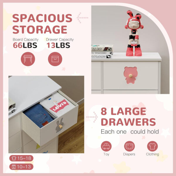 FRAPOW Kids Dresser for Bedroom, Baby Dresser with 6 Fabric Drawers Tall Storage Organizer for Toddler Child with Wood Top Metal Frame for Living Room, Nursery, Closet, Apartment