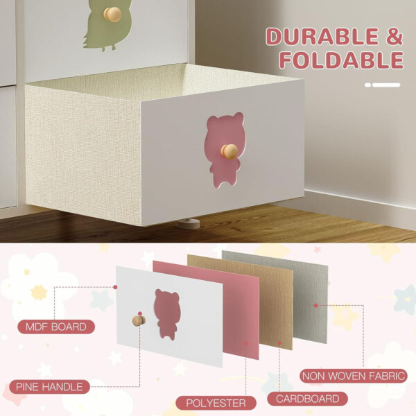 FRAPOW Kids Dresser for Bedroom, Baby Dresser with 6 Fabric Drawers Tall Storage Organizer for Toddler Child with Wood Top Metal Frame for Living Room, Nursery, Closet, Apartment