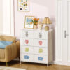 FRAPOW Kids Dresser for Bedroom, Baby Dresser with 6 Fabric Drawers Tall Storage Organizer for Toddler Child with Wood Top Metal Frame for Living Room, Nursery, Closet, Apartment