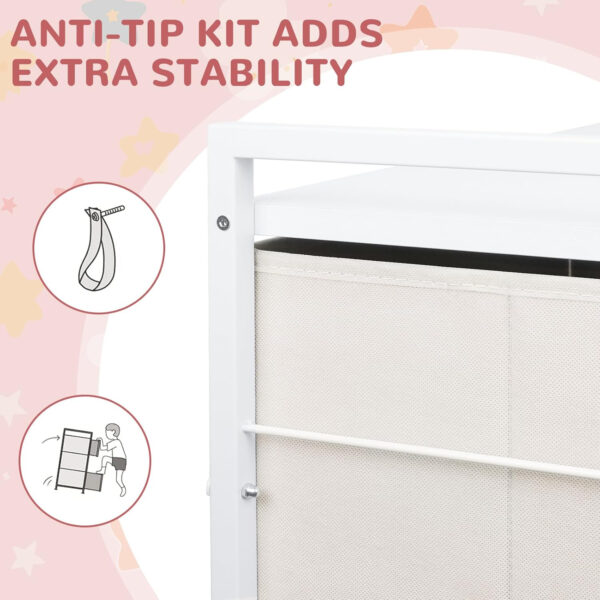 FRAPOW Kids Dresser for Bedroom, Baby Dresser with 6 Fabric Drawers Tall Storage Organizer for Toddler Child with Wood Top Metal Frame for Living Room, Nursery, Closet, Apartment