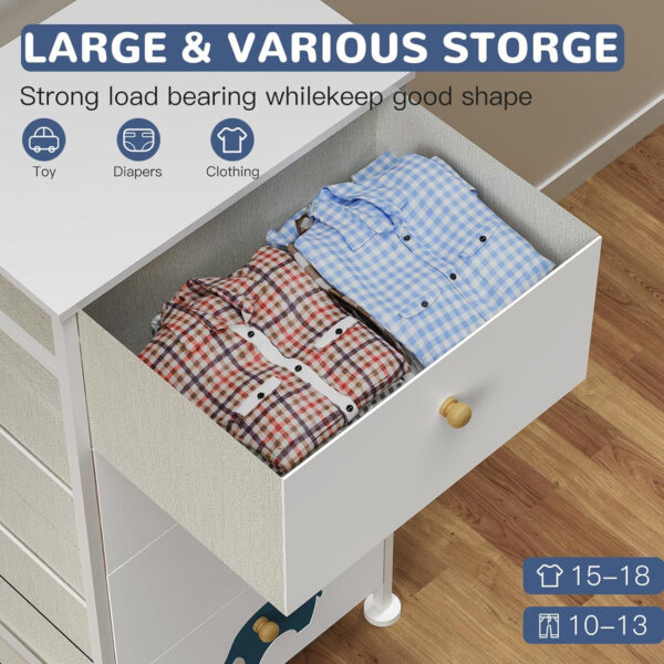 FRAPOW Kids Dresser for Bedroom, Baby Dresser with 6 Fabric Drawers Tall Storage Organizer for Toddler Child with Wood Top Metal Frame for Living Room, Nursery, Closet, Apartment