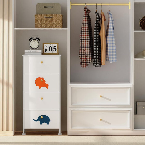 FRAPOW Kids Dresser for Bedroom, Baby Dresser with 6 Fabric Drawers Tall Storage Organizer for Toddler Child with Wood Top Metal Frame for Living Room, Nursery, Closet, Apartment