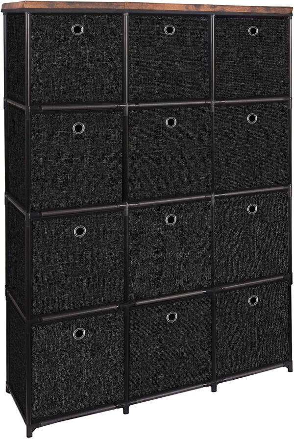 Storage Tower Unit with 12 Drawers, Vintage Floral Cube Organizer Shelf, Tall Fabric Dresser for Bedroom, Closet, Nursery, Hallway, Entryway