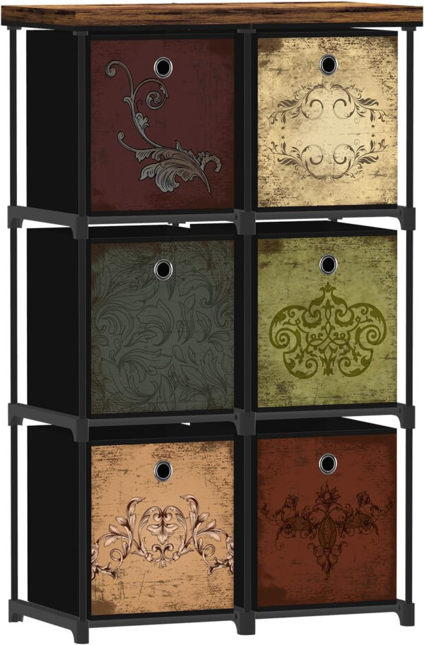 Storage Tower Unit with 12 Drawers, Vintage Floral Cube Organizer Shelf, Tall Fabric Dresser for Bedroom, Closet, Nursery, Hallway, Entryway