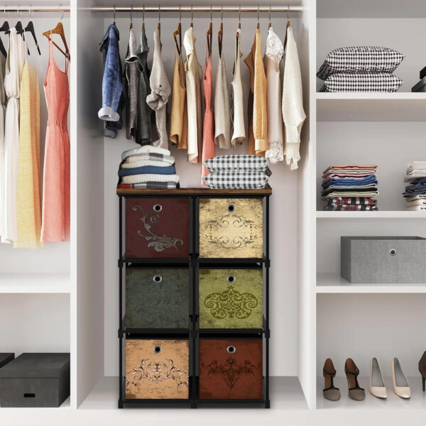 Storage Tower Unit with 12 Drawers, Vintage Floral Cube Organizer Shelf, Tall Fabric Dresser for Bedroom, Closet, Nursery, Hallway, Entryway