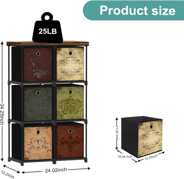 Storage Tower Unit with 12 Drawers, Vintage Floral Cube Organizer Shelf, Tall Fabric Dresser for Bedroom, Closet, Nursery, Hallway, Entryway