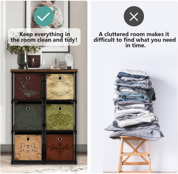 Storage Tower Unit with 12 Drawers, Vintage Floral Cube Organizer Shelf, Tall Fabric Dresser for Bedroom, Closet, Nursery, Hallway, Entryway